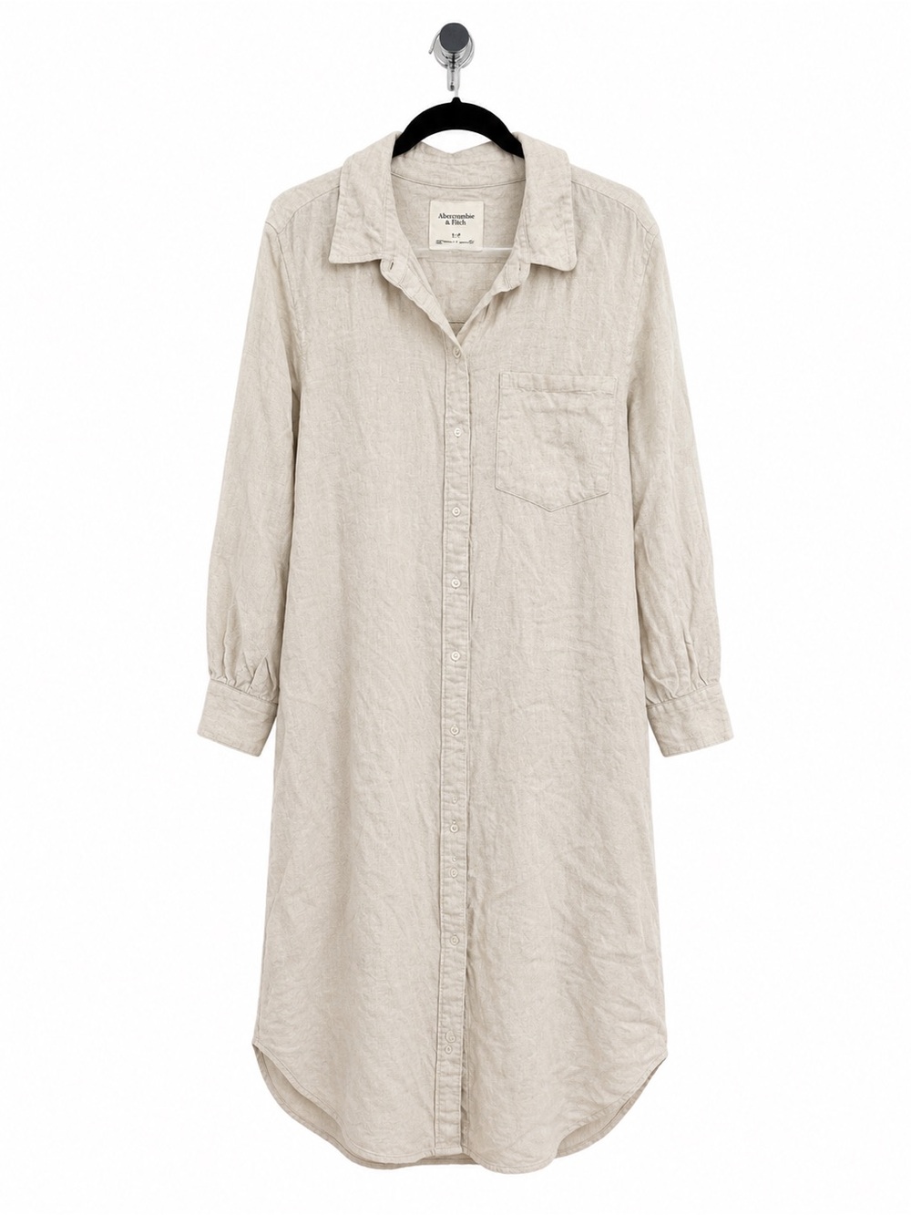 Abercrombie & Fitch Linen Button-Up Dress in Natural